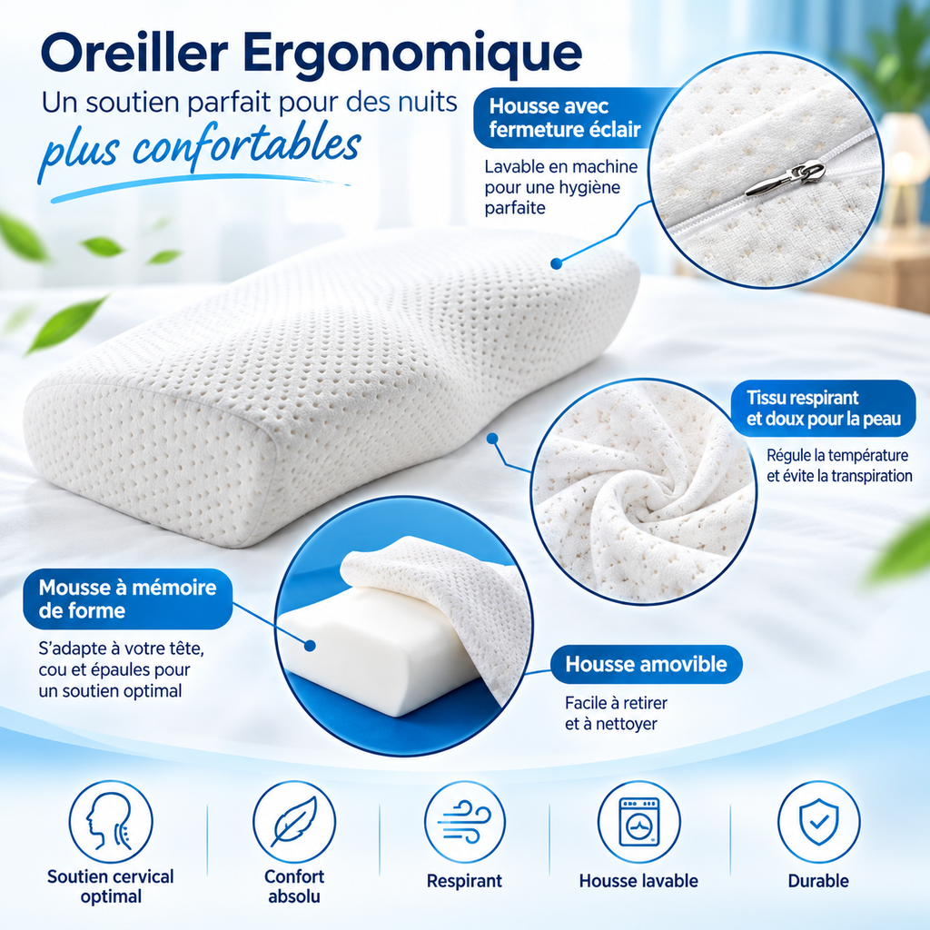 Oreiller cervical compact voyage, détail mousse