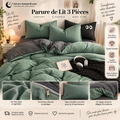 Parure de Lit Vert Olive à Double Panneau – 3 Pièces