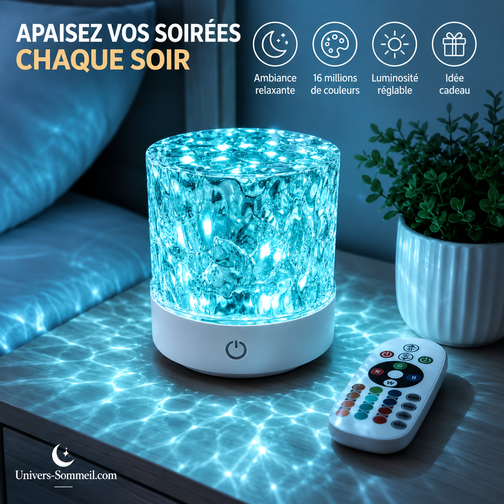 Veilleuse RGB 16 Couleurs à Télécommande – Effet Ondulations d'Eau