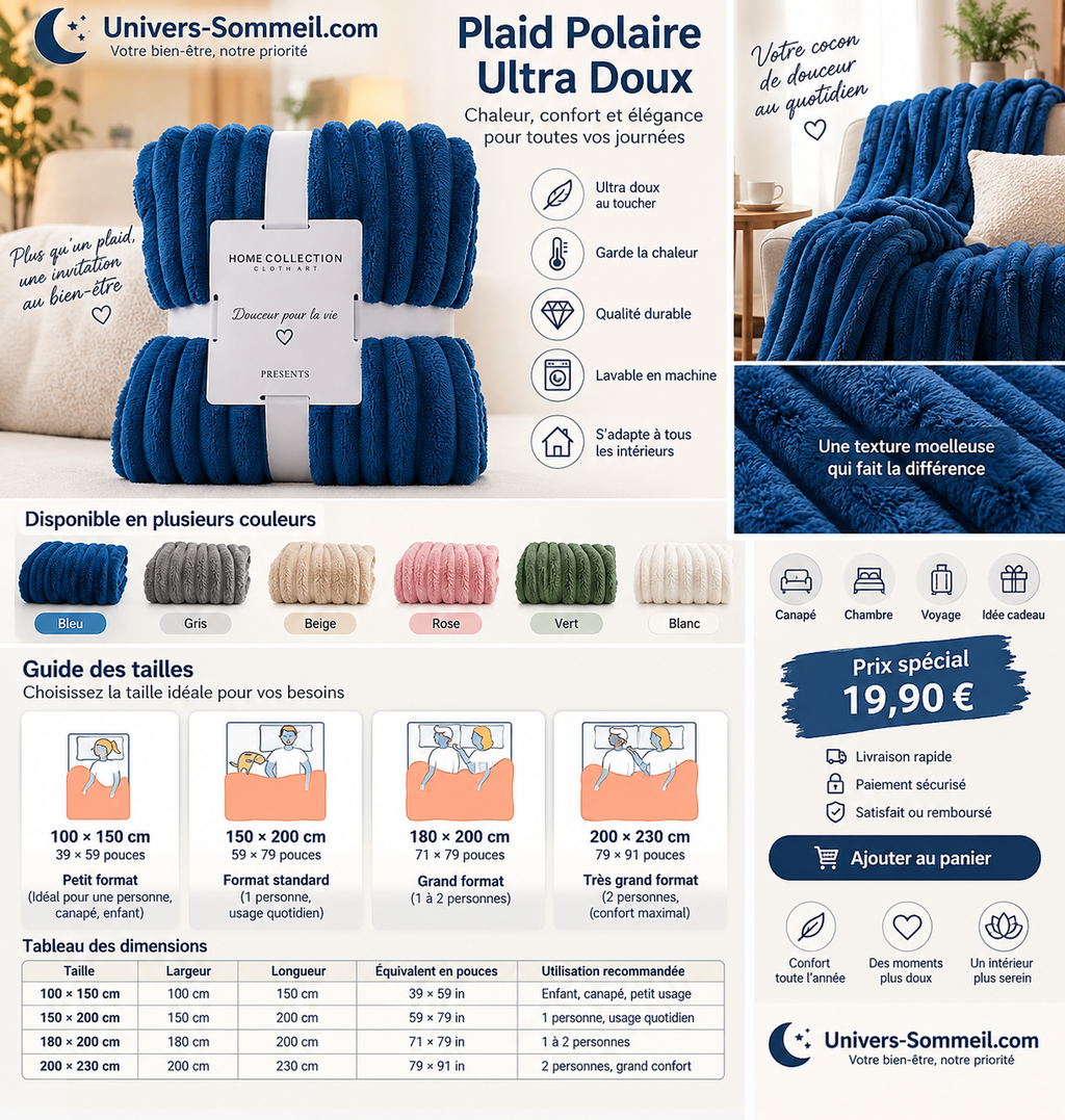 Couverture Ultra-Douce à Rayures en Polaire
