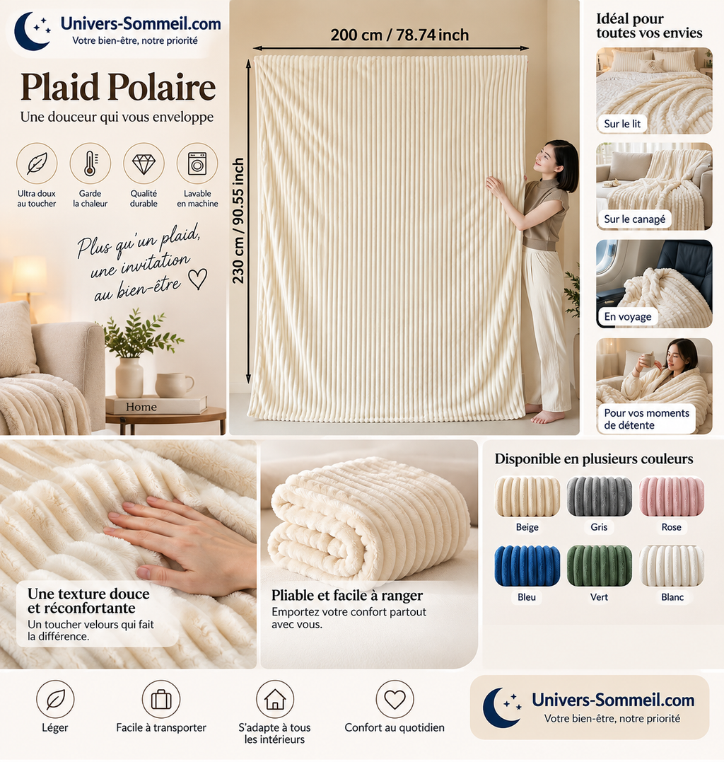 Couverture Ultra-Douce à Rayures en Polaire
