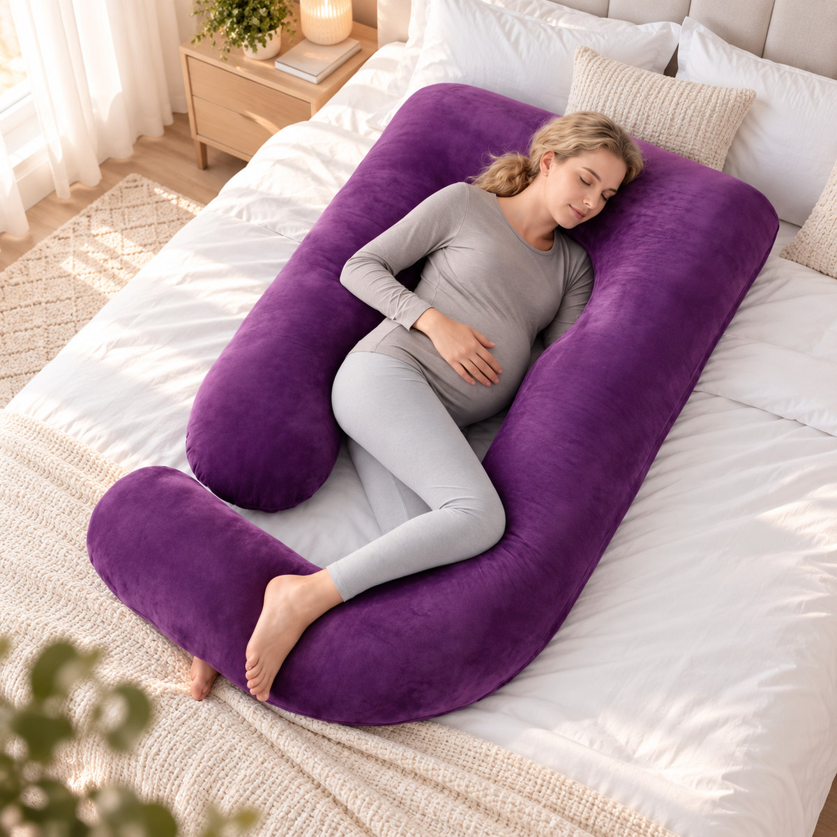 Oreiller de Soutien Corps en J – Confort Grossesse &amp; Sommeil