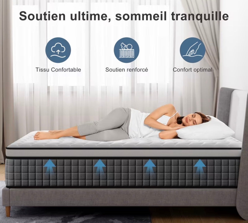 Gros plan sur le tissu respirant du matelas