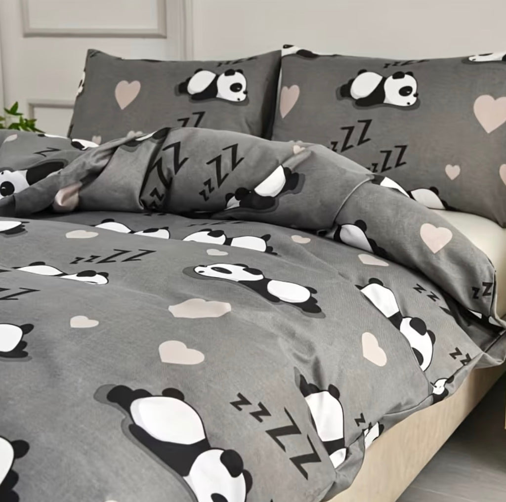 Parure de lit cœur gris, détail