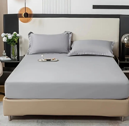 Drap-housse uni doux, coloris gris foncé